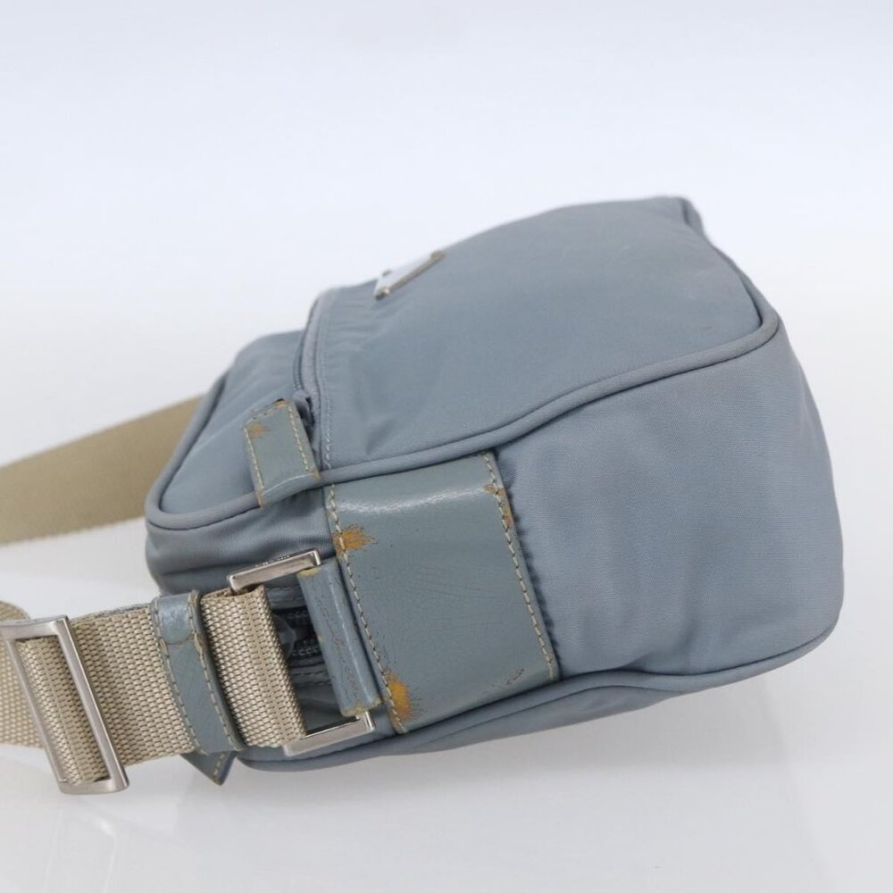 Authentic PRADA Shoulder Bag Nylon Light Blue Silver - Picture 10 of 16